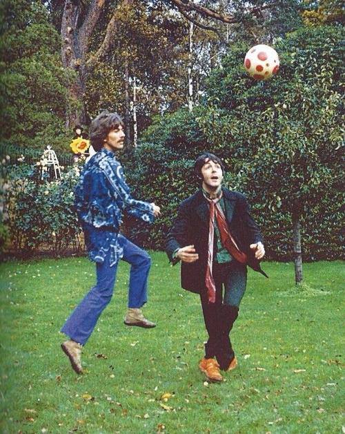 60, George and Paul playing football